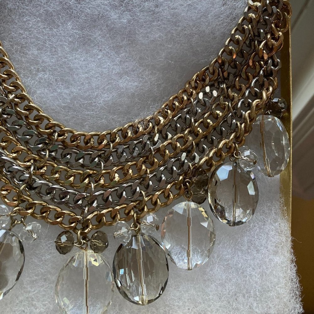 Mixed Metals Necklace with Dangling Glass Beads‎ - Picture 2 of 5